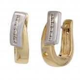 Creolen 585 Gelb-/Weißgold teilmattiert mit Brillanten 0,12 ct. | Edelsteine