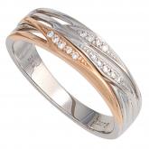 Damen Ring 585 Weiß-/Rotgold mit 14 Diamant-Brillanten | Rosé- und Rotgoldschmuck