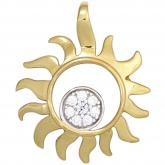 Anhänger "Sonne" 585 Gelbgold bicolor mit 8 Brillanten 0,07ct. | Bicolor Schmuck