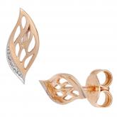 Ohrstecker "Blatt" 14k (585) Rotgold mit 6 Brillanten | Rosé- und Rotgoldschmuck