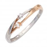 Damen Ring 585 Weiß-/Rotgold mit Brillanten 0,03 ct.