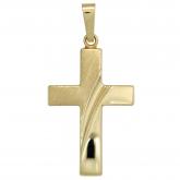 Anhänger "Kreuz" 585 Gelbgold/teilmattiert | JOBO