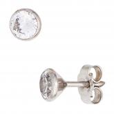 Ohrstecker 333 Weißgold mit 2 Zirkonia weiß rund gefasst 4,5 mm