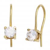 Ohrhaken 8k (333) Gelbgold mit 2 Zirkonia weiß | Gelbgoldschmuck