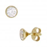Ohrstecker rund 8k (333) Gelbgold mit 2 Zirkonia weiß | Gelbgoldschmuck