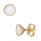Ohrstecker rund 8k (333) Gelbgold mit 2 Zirkonia weiß 5,4 mm | Gelbgoldschmuck