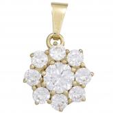 Anhänger "Blume" 375 Gelbgold mit 9 Zirkonia weiß | JOBO