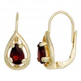 Boutons 333 Gelbgold mit 2 Granat Tropfen rot | Edelsteine