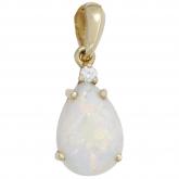 Anhänger 585 Gelbgold mit Edelopal und Diamant Brillant 0,02ct. | Edelsteine