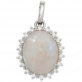 Anhänger 585 Weißgold Edelopal und Diamanten Brillanten 0,10 ct. | Edelsteine