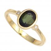 Damen Ring 585 Gelbgold mit Turmalin grün und Diamanten 0,02ct. | Edelsteine