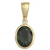 Anhänger 585 Gelbgold mit Turmalin grün und Diamant 0,01ct. | Edelsteine