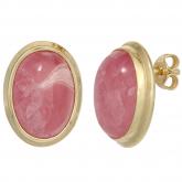 Ohrstecker 585 Gelbgold Rhodochrositen rosé | Edelsteine