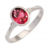 Damen Ring 585 Weißgold mit rosa Turmalin und Diamanten | Edelsteine