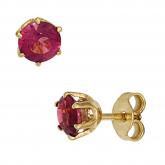 Ohrstecker Solitär 14k (585) Gelbgold mit 2 Turmalinen rosa | Edelsteine