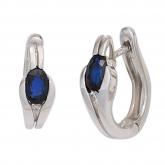 Creolen 333 Weißgold mit Blue Saphiren und Brillanten 0,02 ct. | Weißgoldschmuck