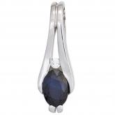 Anhänger 333 Weißgold mit Blue Saphir und Brillant 0,02ct. | Edelsteine