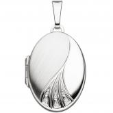 Medaillon oval 9k (375) Weißgold mattiert mit Zirkonia weiß