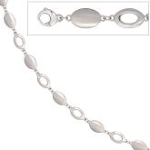 Collier 14k (585) Weißgold mit Ovalen teilmattiert | Weißgoldschmuck