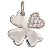 Kinder Anhänger "Kleeblatt mit Herz" 925 Sterling Silber und Zirkonia | Silberschmuck