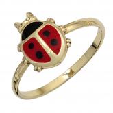Kinder Ring "Marienkäfer" 333 Gelbgold mit rot/schwarzer Lackeinlage | Gelbgoldschmuck