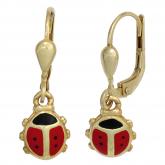 Kinder Boutons "Marienkäfer" 333 Gelbgold mit rot/schwarzer Lackeinlage | Gelbgoldschmuck