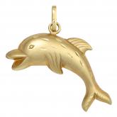 Kinder Anhänger "Delfin" 333 Gelbgold teilmattiert | Gelbgoldschmuck