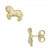 Kinder Ohrstecker "Pferd" 333 Gelbgold | Gelbgoldschmuck