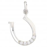 Kinder Anhänger "Hufeisen" 925 Sterling Silber mit 5 Zirkonia weiß | Silberschmuck