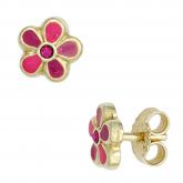 Kinder Ohrstecker "Blume" 333 Gelbgold mit Glassteinen | Gelbgoldschmuck