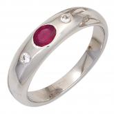 Damen Ring 925 Sterling Silber mit Rubin und Zirkonia | Edelsteine