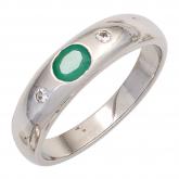 Damen Ring 925 Sterling Silber mit Smaragd und Zirkonia weiß