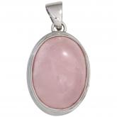 Anhänger oval 925 Sterling Silber mit Rosenquarz rosa | Edelsteine