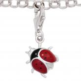 Einhänger/Charm "Marienkäfer" 925 Sterling Silber rot schwarz lackiert | Silberschmuck