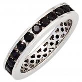 Damen Ring 925 Sterling Silber mit Zirkonia schwarz rundum | Silberschmuck
