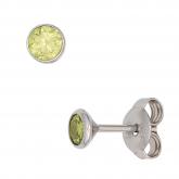 Ohrstecker rund 925 Sterling Silber mit 2 Zirkonia hellgrün | Silberschmuck