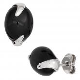 Ohrstecker 925 Sterling Silber mit Onyx schwarz Ovalfassung