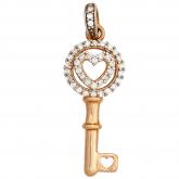 Anhänger "Schlüssel mit Herz"  925 Sterling Silber/teilrotvergoldet mit Zirkonia