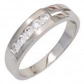 Damen Ring 925 Sterling Silber teilmattiert mit 5 Zirkonia weiß | Silberschmuck