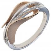 Damen Ring 14k (585) Weiß-/Rotgold mit 9 Diamanten Brillanten abstrakt | Rosé- und Rotgoldschmuck