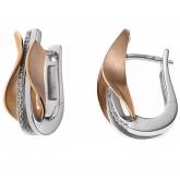 Creolen 14k (585) Weiß-/Rotgold bicolor mit 12 Diamanten Brillanten | Edelsteine