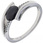 Damen Ring 585 Weißgold mit Blue Saphir und 10 Brillanten Twist | Edelsteine
