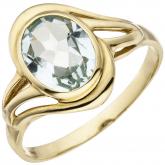 Damen Ring 585 Gelbgold mit Aquamarin oval | Edelsteine