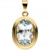 Anhänger 585 Gelbgold mit Aquamarin oval | Edelsteine