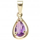 Anhänger 333 Gelbgold mit Amethyst Tropfenform | Edelsteine