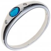 Damen Ring 925 Sterling Silber mit Zirkonia blau und weiß