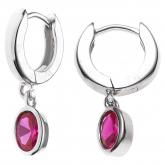 Creolen 925 Sterling Silber mit Zirkonia in rot