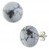 Ohrstecker 925 Sterling Silber mit 2 Howlithen 12 mm | Edelsteine