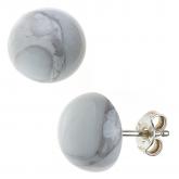 Ohrstecker 925 Sterling Silber mit 2 Howlithen 10 mm | Edelsteine