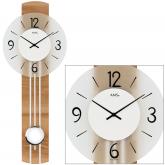 AMS Quarz analog Wanduhr mit Pendel Holz kernbuche furniert und Glas AMS Quarz analog Wanduhr mit Pendel Holz kernbuche furniert und Glas